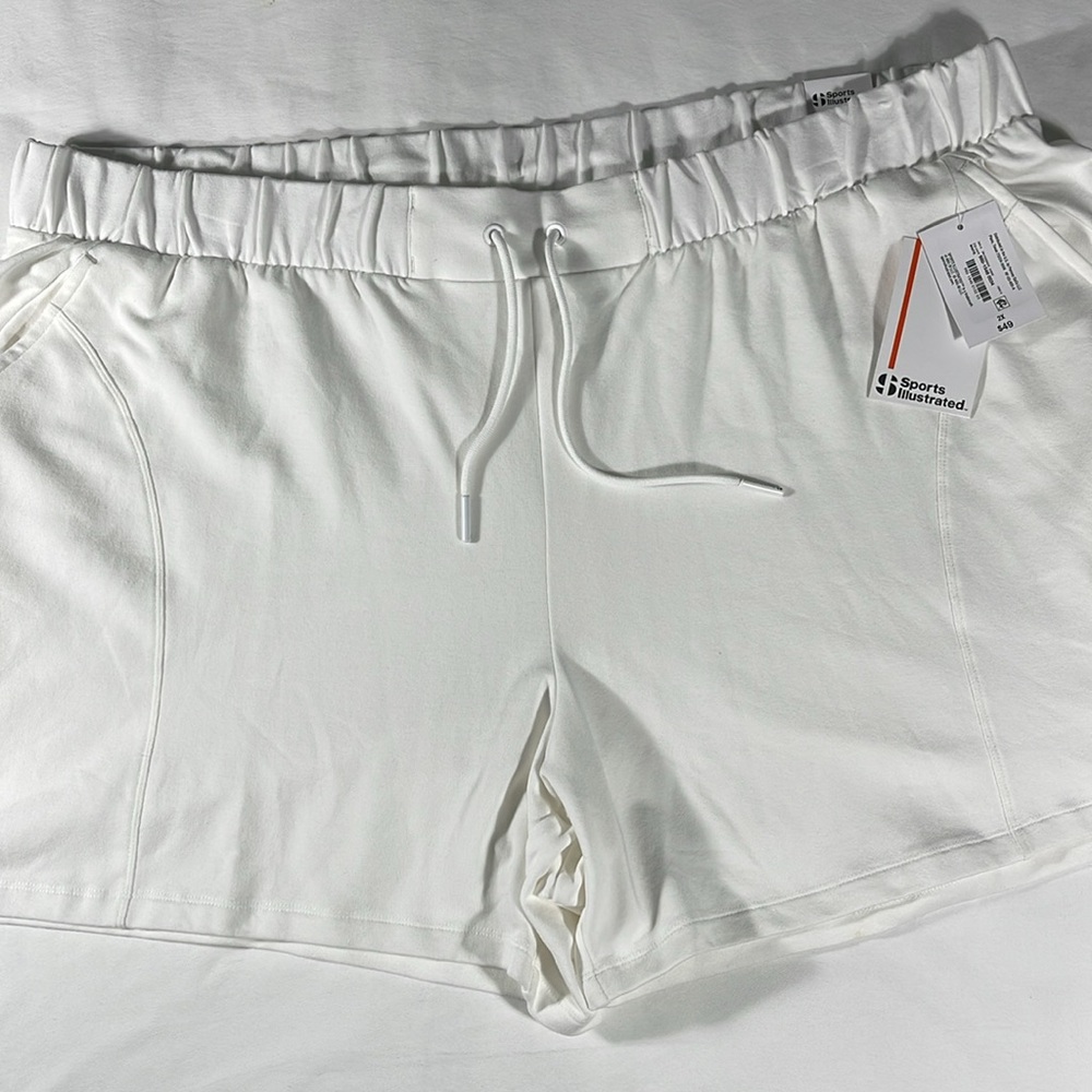 Sports Illustrated womens white pull-on drawstring elastic 5" shorts- size 2X